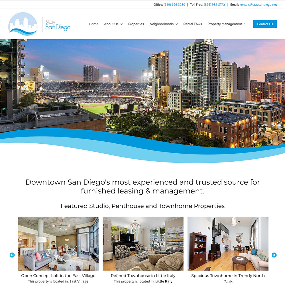 screenshot of Stay San Diego website